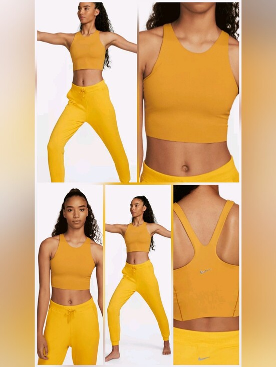 Nike Other - 3 For $30😃 Nike Yoga Dri-Fit Lux Cropped High Neck Top Sports Bra In Gold Suede